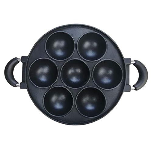 DarklIp Cast Iron Non-Stick Omelette Pan Cookware Set - 7-Hole Cake Mold & Cooking Pot for Breakfasts and Pies