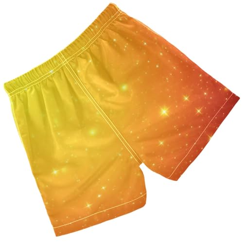 Pigsaly Boys Swim Trunks Bright Orange Golden Yellow Gradient Flashing Glitter Boys Board Shorts Swimsuit Swimwear 3T2