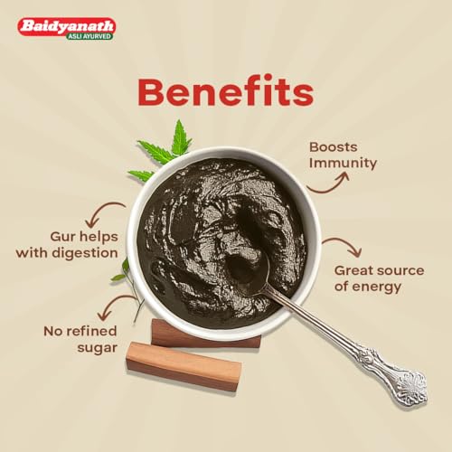 Image of Baidyanath Jaggery Gur Chyawanprash - 900gm | Ayurvedic Chyawanprash with Amla & Giloy | Natural Gur Sweetened | Daily Energy, Strength & Immunity Support