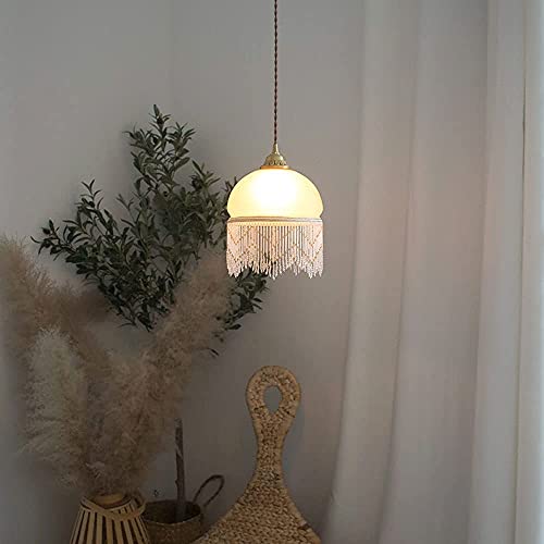 Iluminación colgante de cristal con borla para techos altos 3