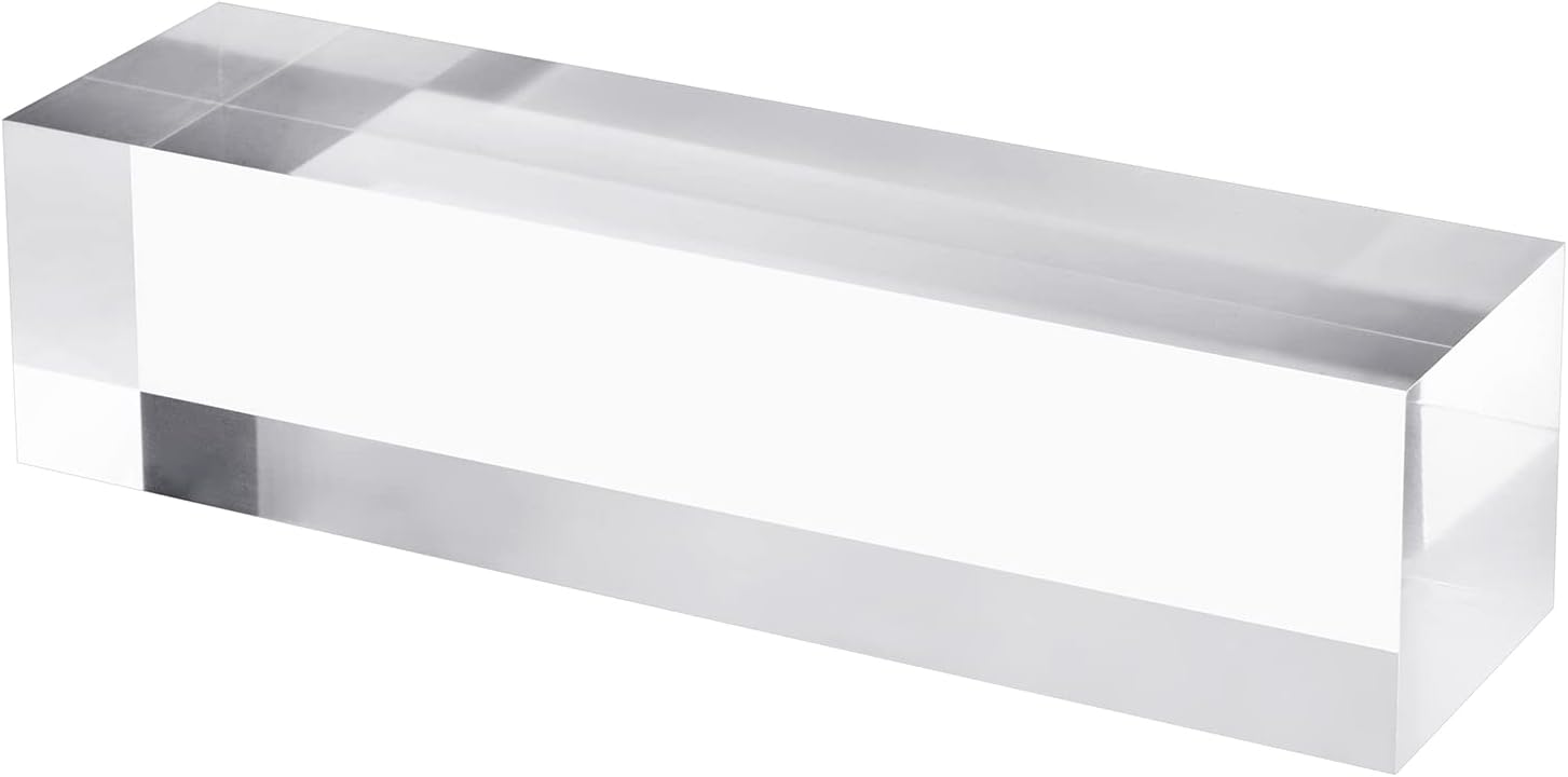 CiaoHER 2in Thickness Solid Acrylic Cube Display Block Clear Polished Pedestal Stand Riser Solid Base 2" x 4" x 8", 1 Pack