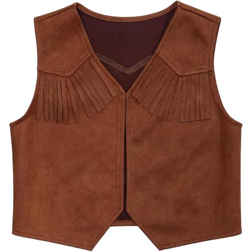Wildarms Gilet western cowboy pour homme – Parfait pour Halloween, carnaval et fêtes à thème, kaki, X-Large