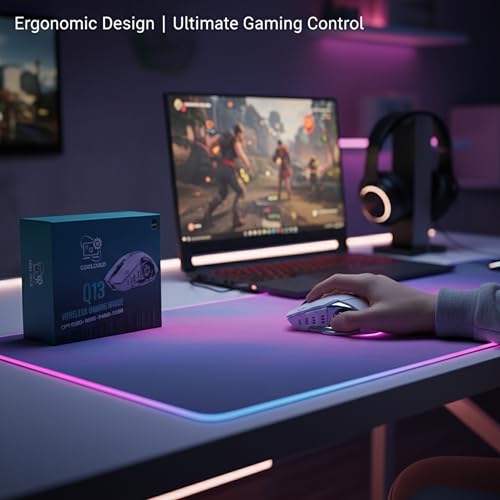 Image of COOLCOLD Gaming Mouse | Rechargeable, Wireless Gaming Mouse | with Type c OTG Dongle, 2.4Ghz RGB Lights Mice, Upto 2400 DPI 6 Button, 4 Color Breathing Lights, Distance-10m, (White)