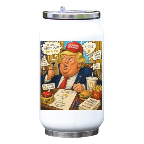 Bouteille isotherme pour boisson avec parodie des figures politiques et des déclarations - Blanc