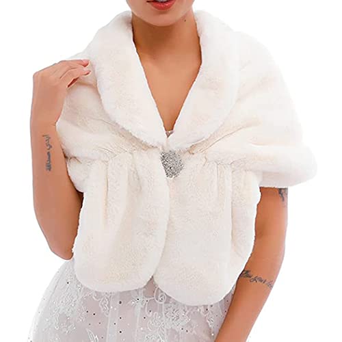 Wedding Faux Fur Shawl 20s Rabbit Wraps Bridal Fur Cover Up Party Cloak Coat Sweater Accessories for Women