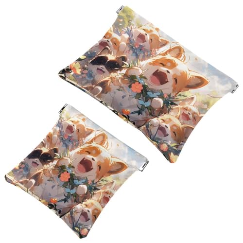 Travel Chic: Happy Smiling corgi-1426 - Custodia portatile per trucchi e piccoli oggetti Multicolore