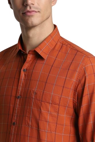 Image of Peter England Men 100% Cotton Slim Fit Checkered Casual Everyday Full Sleeve Shirt |