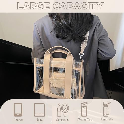 Bolso Tote transparente para mujer con correa ajustable miniatura 5