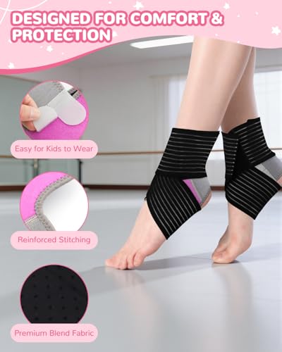 Image of 6 PCS Kids Ankle Brace Set, Ankle Support Wraps, Knitted Ankle Sleeve Sock for Sprains, Injuries and Active Play for Daily Wear, Injury Prevention (Small)