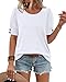 Womens Tops Short Sleeve Shirts with Buttons Spring Fashion Blouses Dressy Casual Plus Size Summer Outfits Travel Essentials White XL