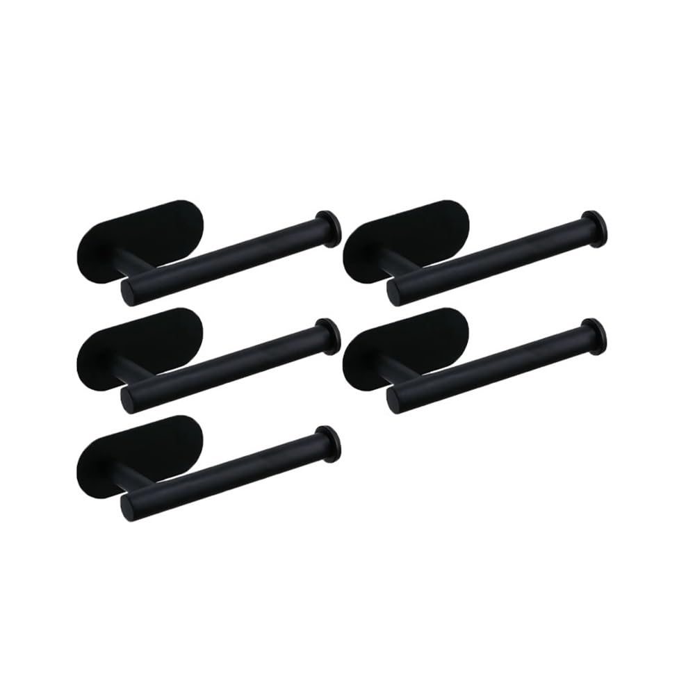 GLBMMLTHZP Porte-Papier Toilette Mural Autocollant en Acier Inoxydable avec Bande de Commande Porte-Rouleau de Papier Toilette(Black 16CM-5PCS)