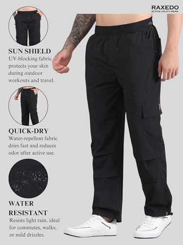 Image of Men's Water-Resistant Parachute Pants | Mens Bottom Wear | Cargo Pants for Men | Korean Pants for Man | Baggy Trackpants | Lightweight Multi-Pocket Utility Fit - Freedom to Move & All-Day Comfort