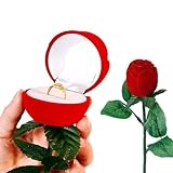 TAOHUAJIANG Larger Size Rose Ring Box Red Velvet Fancy and Creative Floral Engagement Ring Box for Proposal Ring Ceremony Wedding Anniversary Valentine's Day Gift Girls Gift Jewelry Box Dia.2.4'