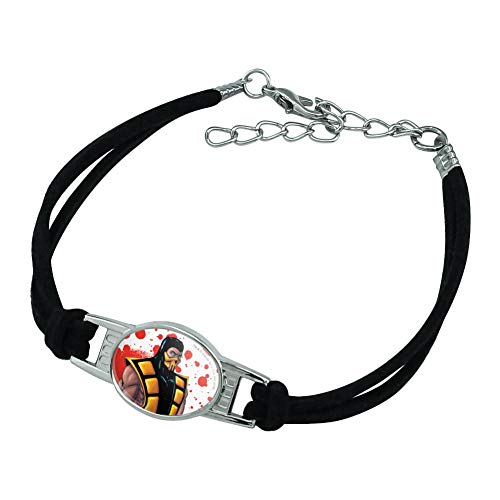 GRAPHICS & MORE Mortal Kombat Klassic Scorpion Character Novelty Suede Leather Metal Bracelet