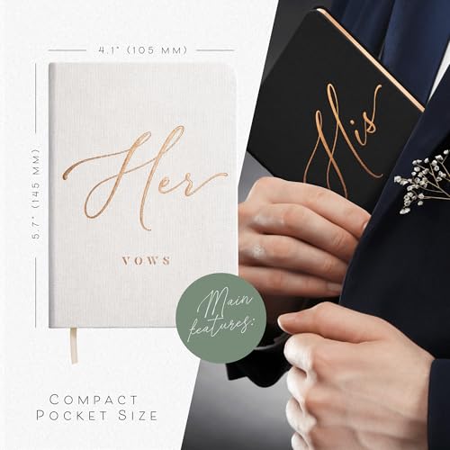 Image of ARTESORI Vow Books His and Hers - Linen Wedding Vow Books Perfect as Bride & Groom Gifts, Wedding Registry Ideas - His & Hers Gifts Wedding Vow Book - Wedding Essentials & Accessories [White & Black]