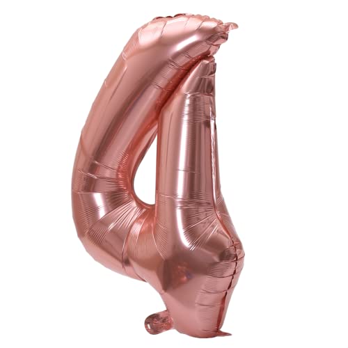 Image of YPSelected 32 Inch Large Foil Helium Number Balloon Birthday Wedding Party 0-9 (Rose Gold, 4)