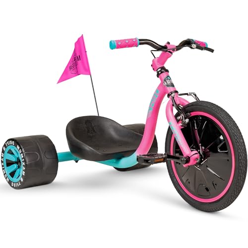 Drift Trike for Kids Ages 5+ – 16' Front Wheel Ride-On with Adjustable Seat, Steel Frame, Rear Slick Drift Wheels & Safety Flag – Madd Gear