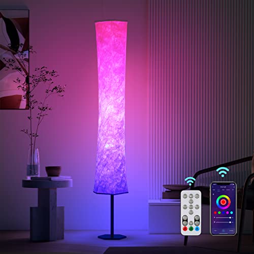 Lámpara de pie Salón Regulable, Lampara de pie Inteligente que cambia de color RGB con Control Remoto, Admite conexión...