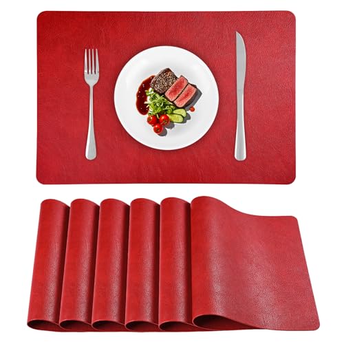 Set de Table Lavable Plastique APLKER, Lot de 6 Sets de Table Faciles à Nettoyer Imperméables Résistant à la Chaleur pour Cuisines Restaurants et hôtels...