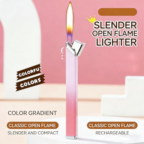 Encendedor metálico recargable de butano suave, slim miniatura 3