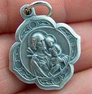 Religious Gifts Silver Tone Saint Joseph with Child Jesus Christ Medal Pendant, 7/8 Inch