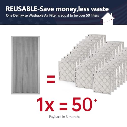 Image of 14x30x1 Electrostatic Air Filter, MERV 8 Reusable Aluminum AC /HVAC Furnace Filter, Lifetime Washable Permanent Air Filter, Easy to Clean, Increases Airflow(Actual Size:13.50x29.52x0.82)