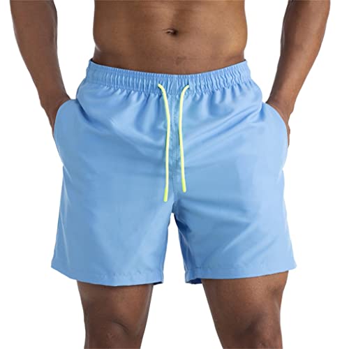 Maillot de bain homme bleu anti-irritation : short de surf léger à séchage rapide