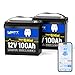 12V 100Ah LiFePO4 Battery with Bluetooth, BCI Group 24 Lithium Battery Built-in 100A Smart BMS, 15,000 Deep Cycle for RV, Solar, Marine, Trolling Motor - Up to 20.48kWh, Phone App Monitoring (2 PCS)
