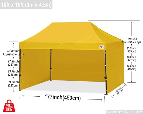 Image of ABCCANOPY Heavy Duty Easy Pop up Canopy Tent with Sidewalls 10x15, Gold