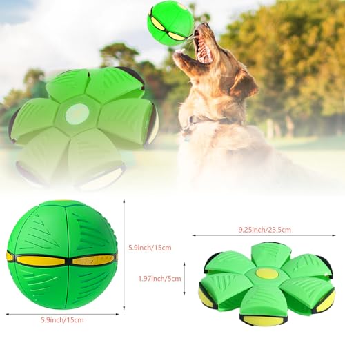 UNIHOC Haustier Frisbee Ball, Outdoor Spielzeug Hund, Flying Saucer Ball für Hunde, Interaktives Hund Spielzeug Frisbee für Hundetraining, Werfen, Fangen, Grün
