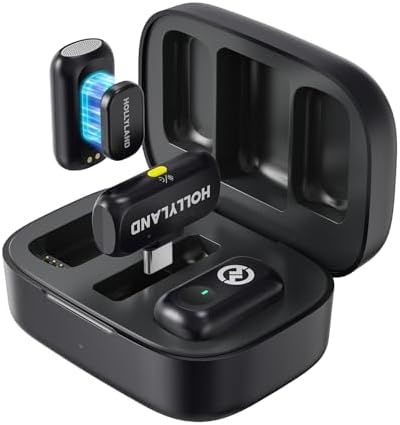 Hollyland Lark A1 Duo - Wireless Microphone USB C for iPhone 17/16/15 & Android (2TX + USB-C RX + Charging Case), Magnetic Mic for YouTube, TikTok, Podcast, Interviews (Black) - View 3
