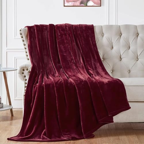 Image of Harleen Blankets, 250 GSM Super Soft Flannel Cozy Blankets for Single Bed, Washable Lightweight Blanket for Couch Sofa Bed Office, Warm Plush Blankets for All Season (Maroon, Double)