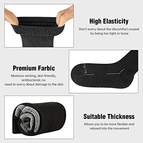 Heatuff Mens Crew Socks Moisture Wicking Max Cushion Athletic Work Socks For Men 6 Pairs #TOP2