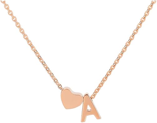 Tiny initial necklace rose gold Clearance