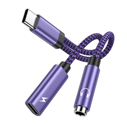 iPhone 16e USB C to 3.5mm Audio Adapter 60W Fast Type C Adapter for iPhone 16e/16 Pro Max/16 Pro/16 Plus/16/15,Samsung Galaxy S25 Ultra S24 S23,USB C Headphone Jack Aux USB C Cable 2 in 1 Dongle Cord