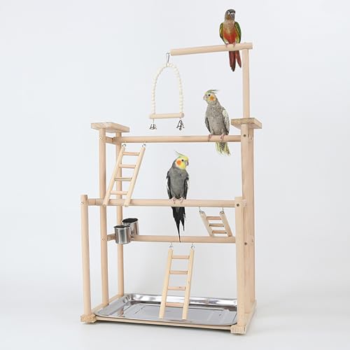 Place de jeux en bois pour perruches canaris : une structure artisanale robuste de 79cm