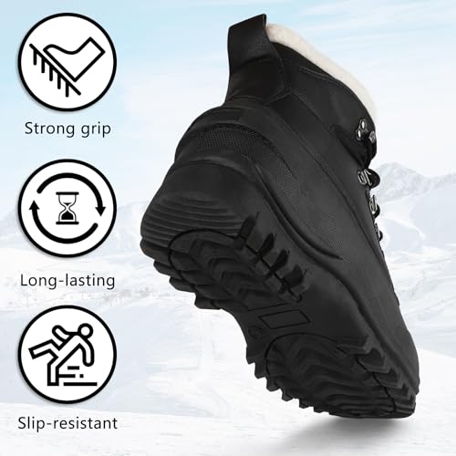 riemot Women's Men's Winter Snow Boots Waterproof Outdoor Boot Comfortable Anti-slip Warm Fur Collar Shoe for Hiking Walking Camping Lace-up Shoes US 5-143