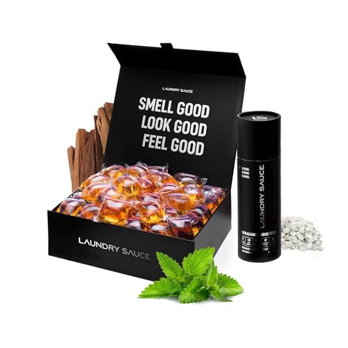 Laundry Sauce - Luxury Scented Laundry Detergent Pods & Scent Booster Bundle (Australian Sandalwood), Premium Laundry Washing Pods with High-End, Sophisticated Fragrances, Dye Free & HE Compatible