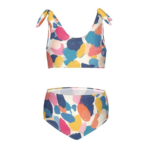 KLL Abstract Watercolor Girls' Two Piece Bikini Sets Beach Swimsuit Swimwear Adjustable Strap