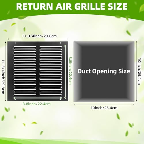 Blulu 6 Pack Fits 10" X 10" Duct Opening, Black Air Vent Covers Steel Return Air Grilles for Sidewall Wall Ceiling, Return Vent Cover HVAC Accessories, Outer Dimensions: 25.75"w x 7.75"h by Blulu - Used condition - Image 2