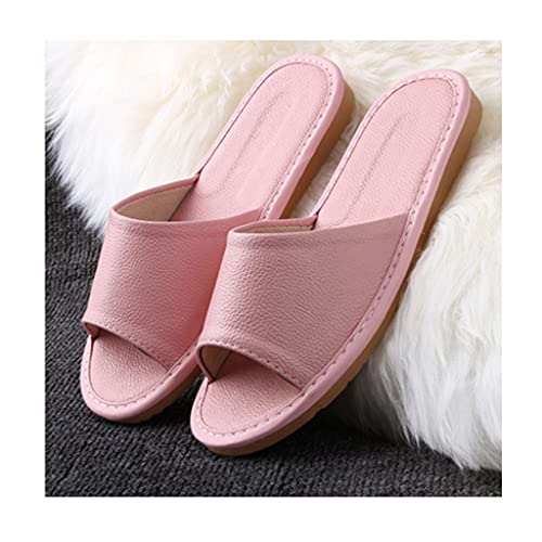 GHYUB Men's and Women's Genuine Leather Open Toe Sandals - Summer Slippers, Indoor and Office Slippers, Casual House Shoes, Gift for Men and Women