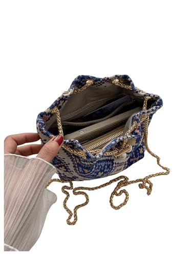 Verdusa Mini Plaid Print Drawstring Tote Bags Casual Handbags Retro Handbag4