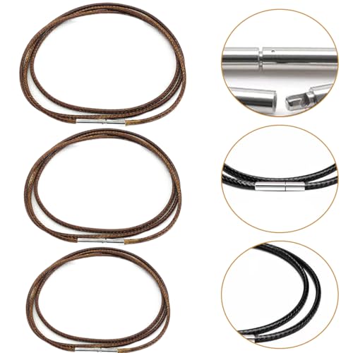 QOWUXHZ 6 Stück Lederkette Herren Lederband Verkürzbar Schwarz Und Braun Unisex Halskette Für Anhänger Breite 1.5 Mm Länge 40/45/50Cm