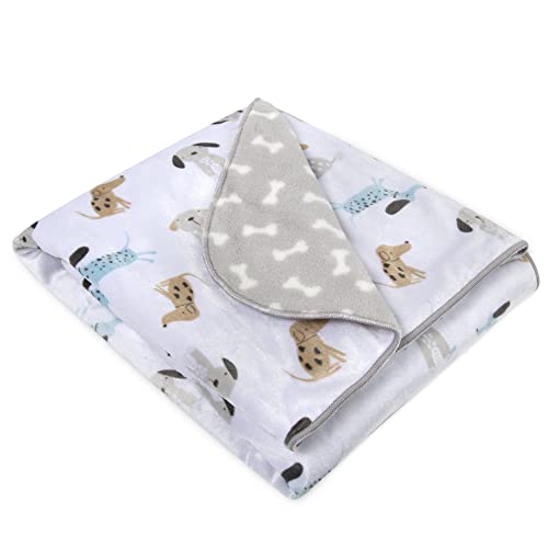 Image of Sherpa Fleece Baby Blankets for Boys and Girls - Colorful, Reversible Baby Blankets for Newborns, Infants, Toddlers, and Nursery (Puppy Grey)