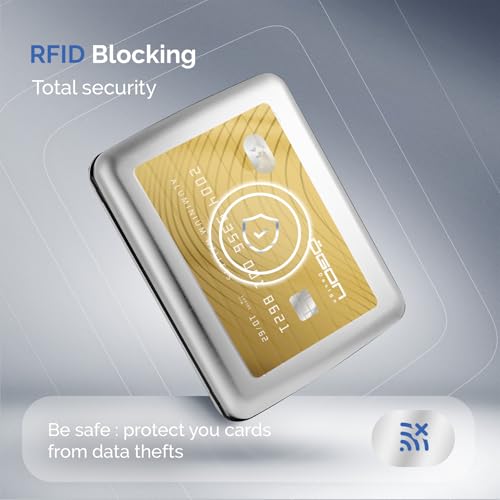 Image of OGON -DESIGNS- Aluminum wallet, Large capacity with metal lock, RFID Protection against fraud and demagnetization, model Smart Case OSLO Large (Engraving Travel)