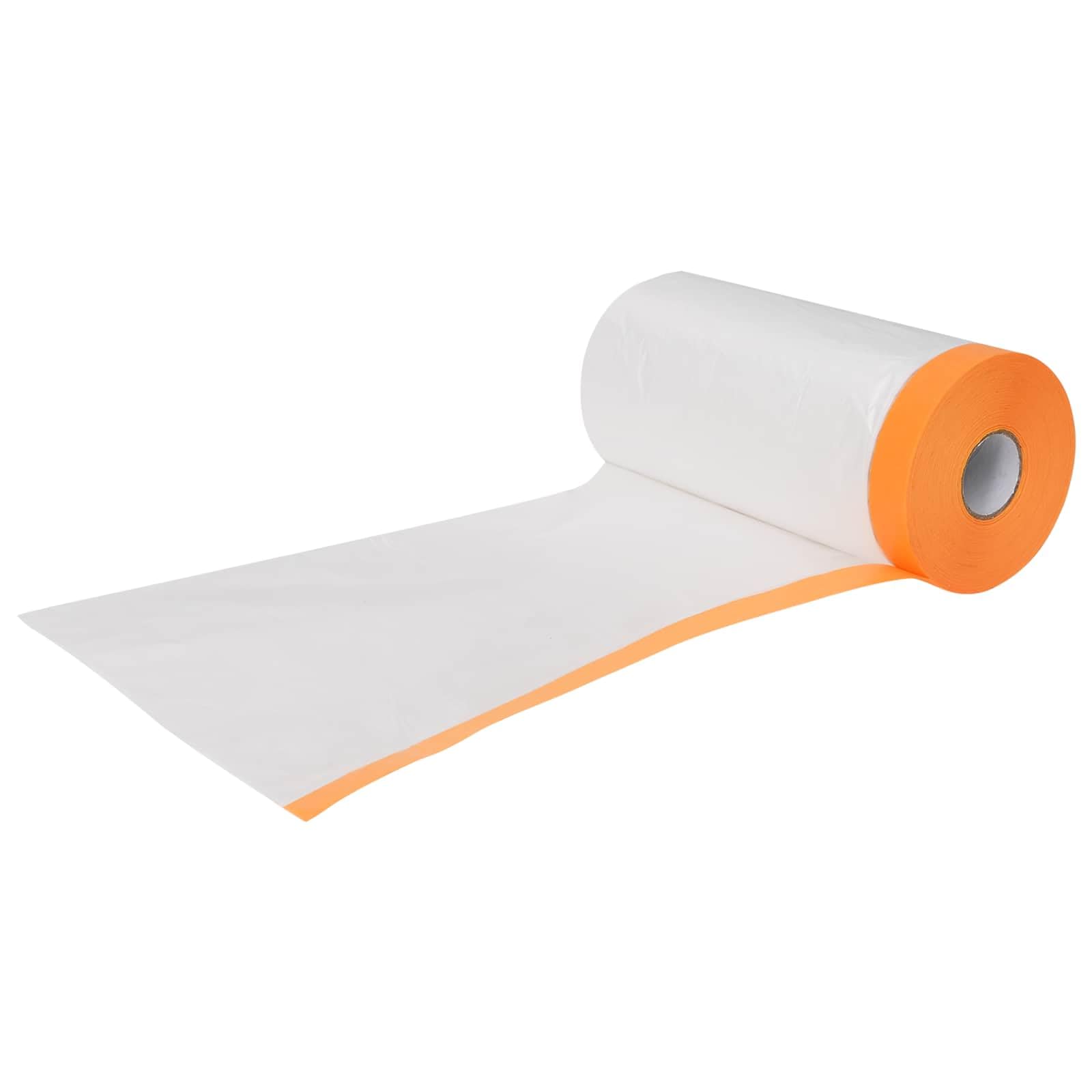 Pellicola antipolvere con nastro adesivo trasparente in HDPE, 110 x 3300 cm, confezione da 6 pezzi, per ristrutturazione di interni, protezione dalla polvere per pavimenti, mobili, pareti