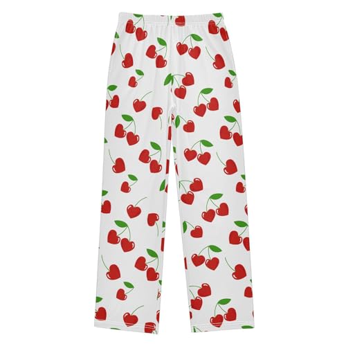 Berry Love Heart Boys Long Pants Soft Trousers Elastic Waist Kids Lounge Bottoms with Pockets S-XL