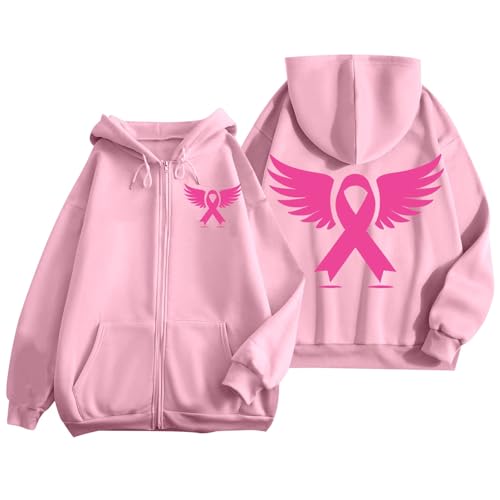Sweat Octobre Rose homme et femme avec fermeture zippée et cordon