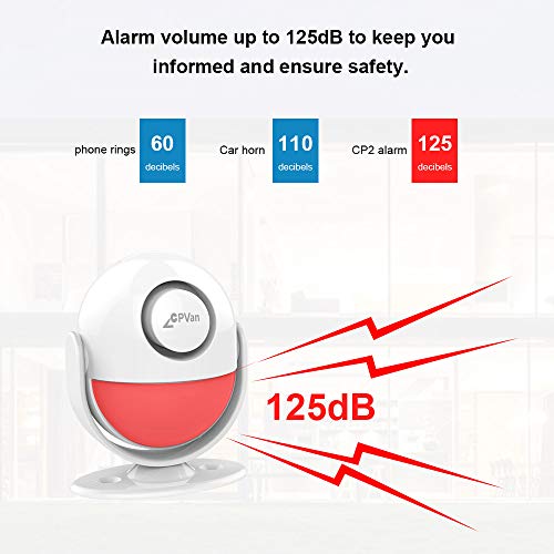 CPVAN Motion Sensor Alarm with Siren, Remote Control Wireless Infrared DIY PIR Motion Detector