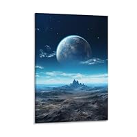 Pyradecor Leinwandbild „Blaues Universum Erde“ | 40 X 120 Cm | Moderner Wandkunstdruck Für Wohnzimmer, Schlafzimmer & Büro